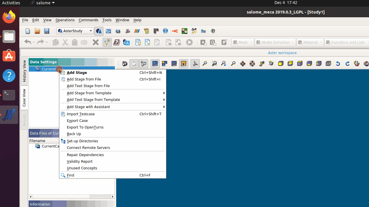 Ubuntuにて、Asterstudyにcommファイルをインポートする様子